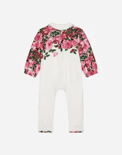 3-piece interlock gift set with rose print over a white background