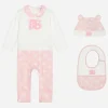 3-piece jersey gift set with all-over logo print