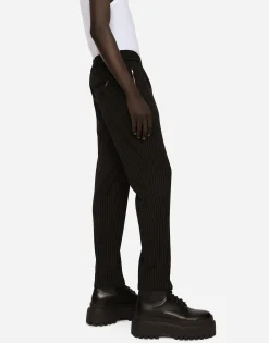 Pinstripe jersey jogging pants with DG patch