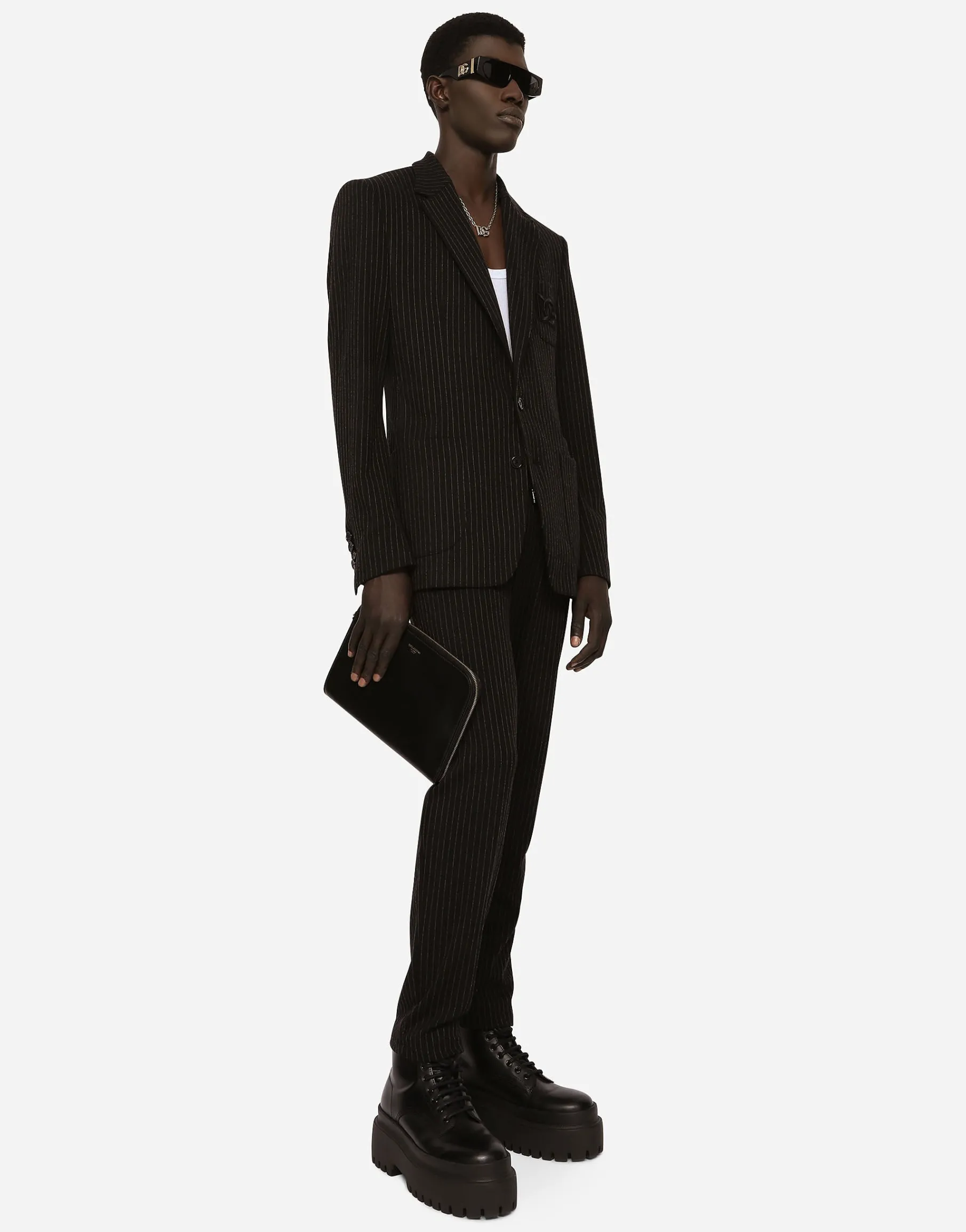 Pinstripe jersey jogging pants with DG patch