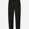 Pinstripe jogging pants with branded bands