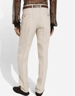 Pinstripe linen pants
