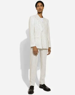 Pinstripe linen pants