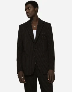 Pinstripe stretch jersey Portofino jacket