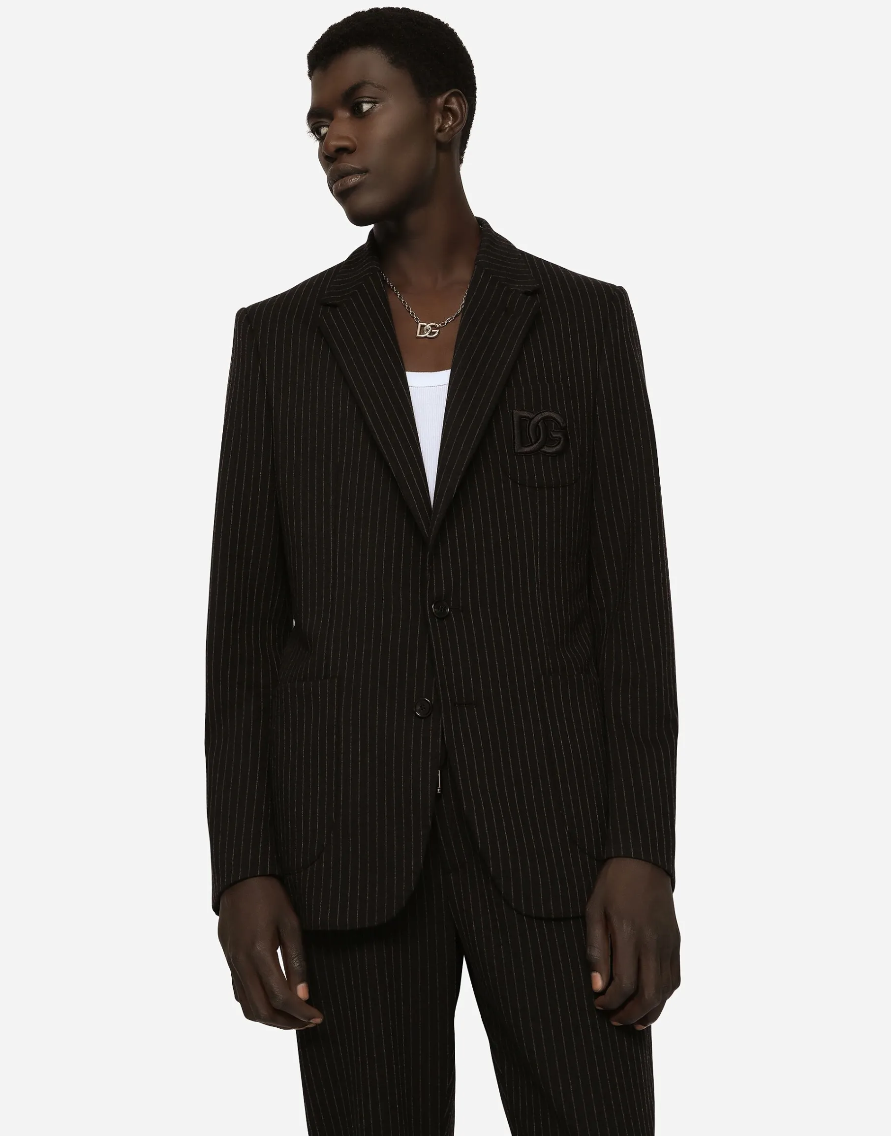 Pinstripe stretch jersey Portofino jacket