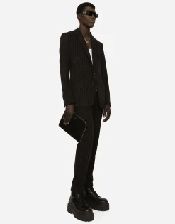 Pinstripe stretch jersey Portofino jacket