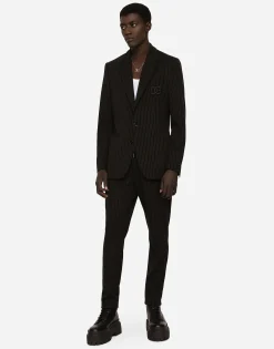 Pinstripe stretch jersey Portofino jacket