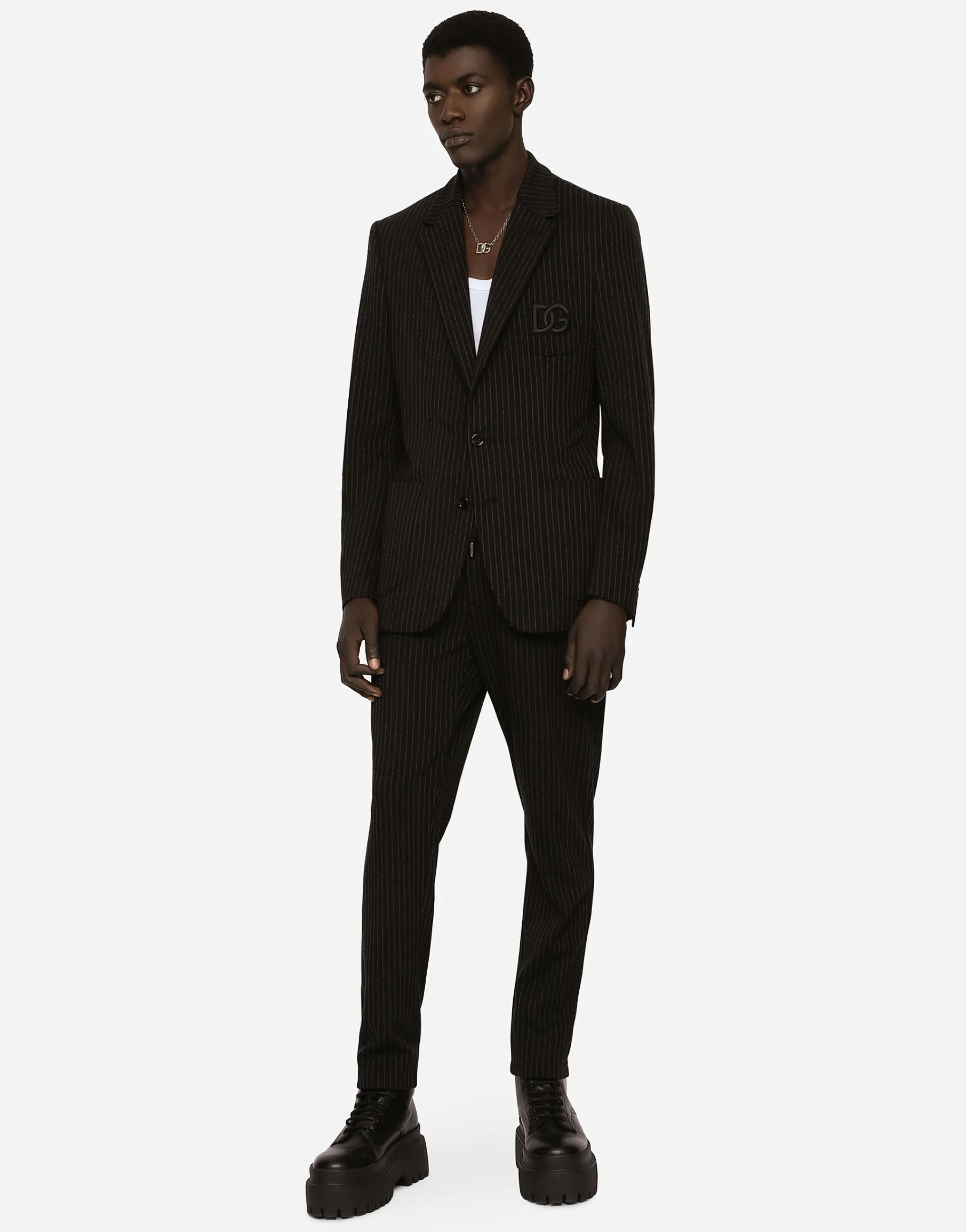 Pinstripe stretch jersey Portofino jacket