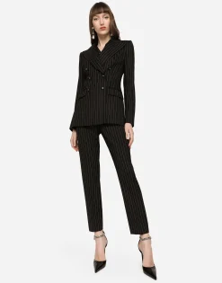 Pinstripe twill Turlington blazer