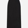 Pinstripe wool calf-length skirt