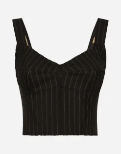 Pinstripe wool corset top