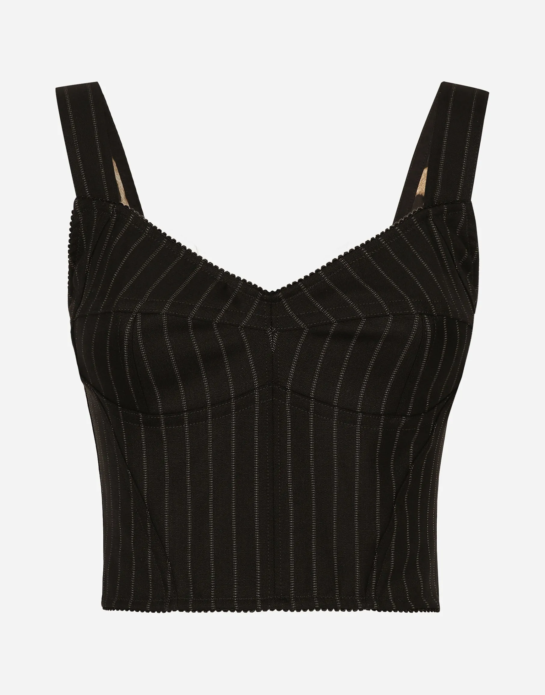Pinstripe wool corset top