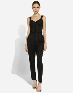 Pinstripe wool corset top