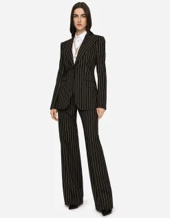 Pinstripe wool palazzo pants