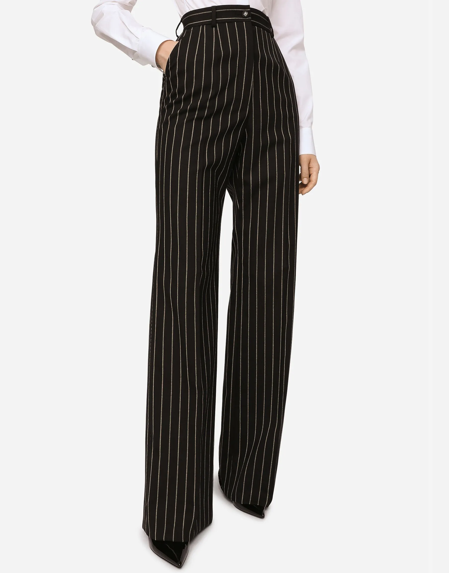 Pinstripe wool palazzo pants