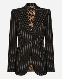 Pinstripe wool Turlington blazer