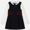 Piqué and poplin dress