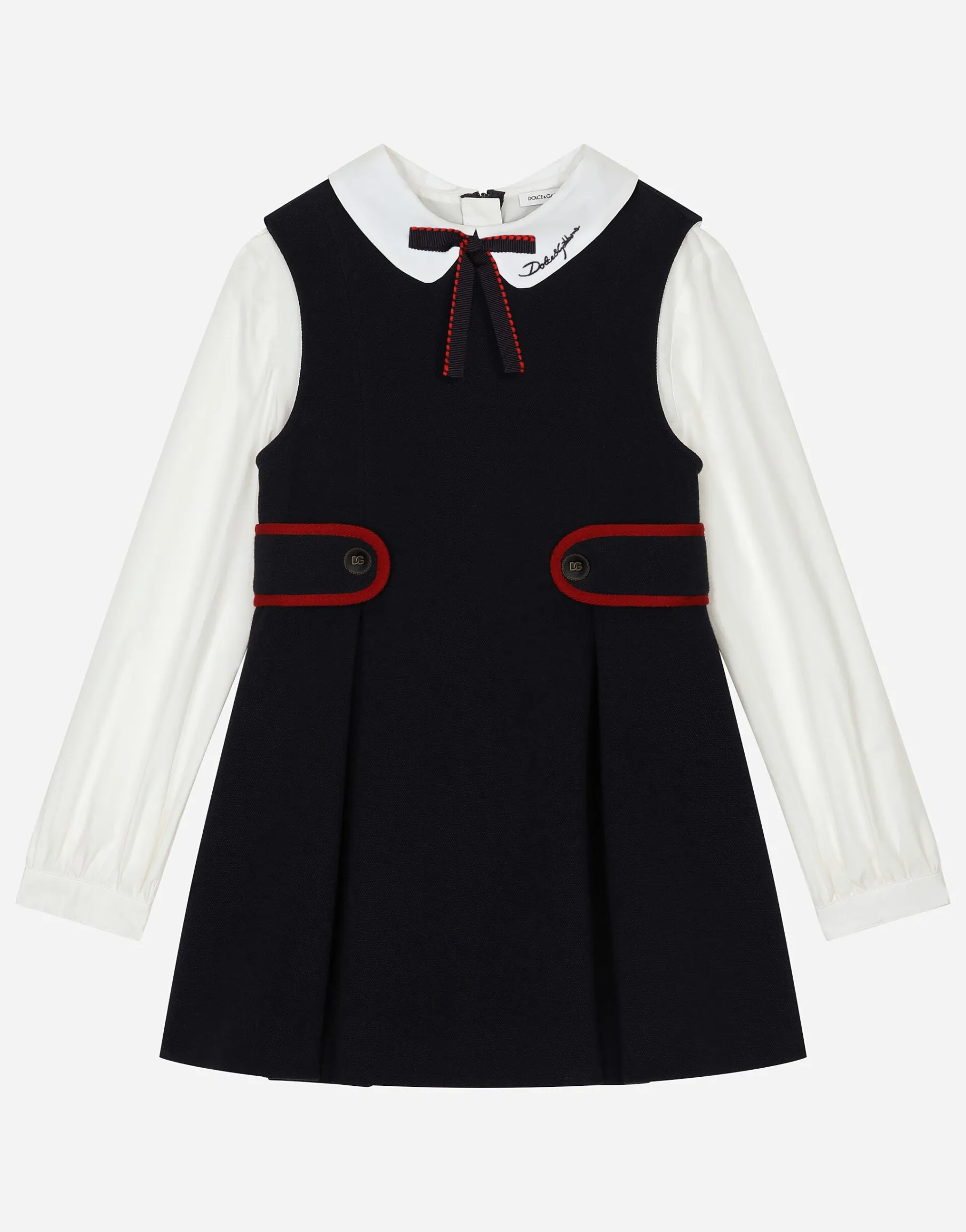 Piqué and poplin dress