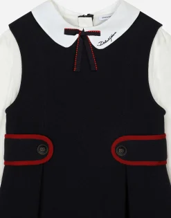 Piqué and poplin dress