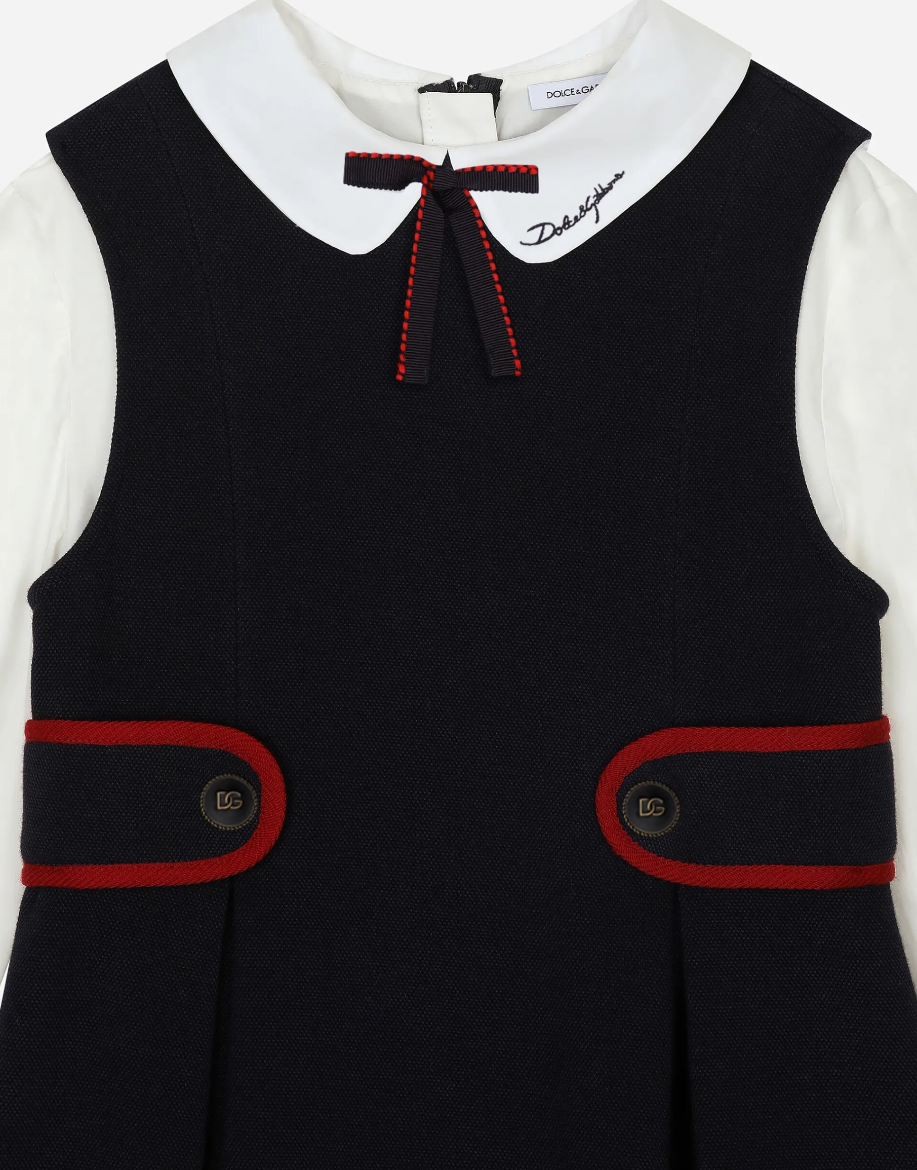 Piqué and poplin dress
