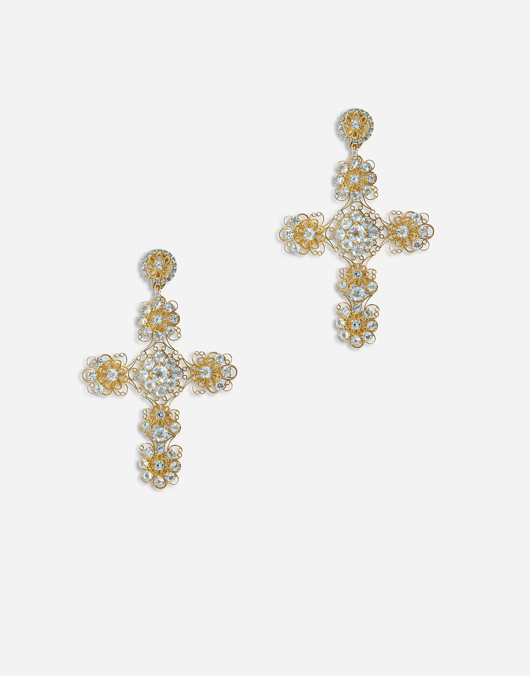Pizzo earrings in yellow 18kt gold with aquamarines
