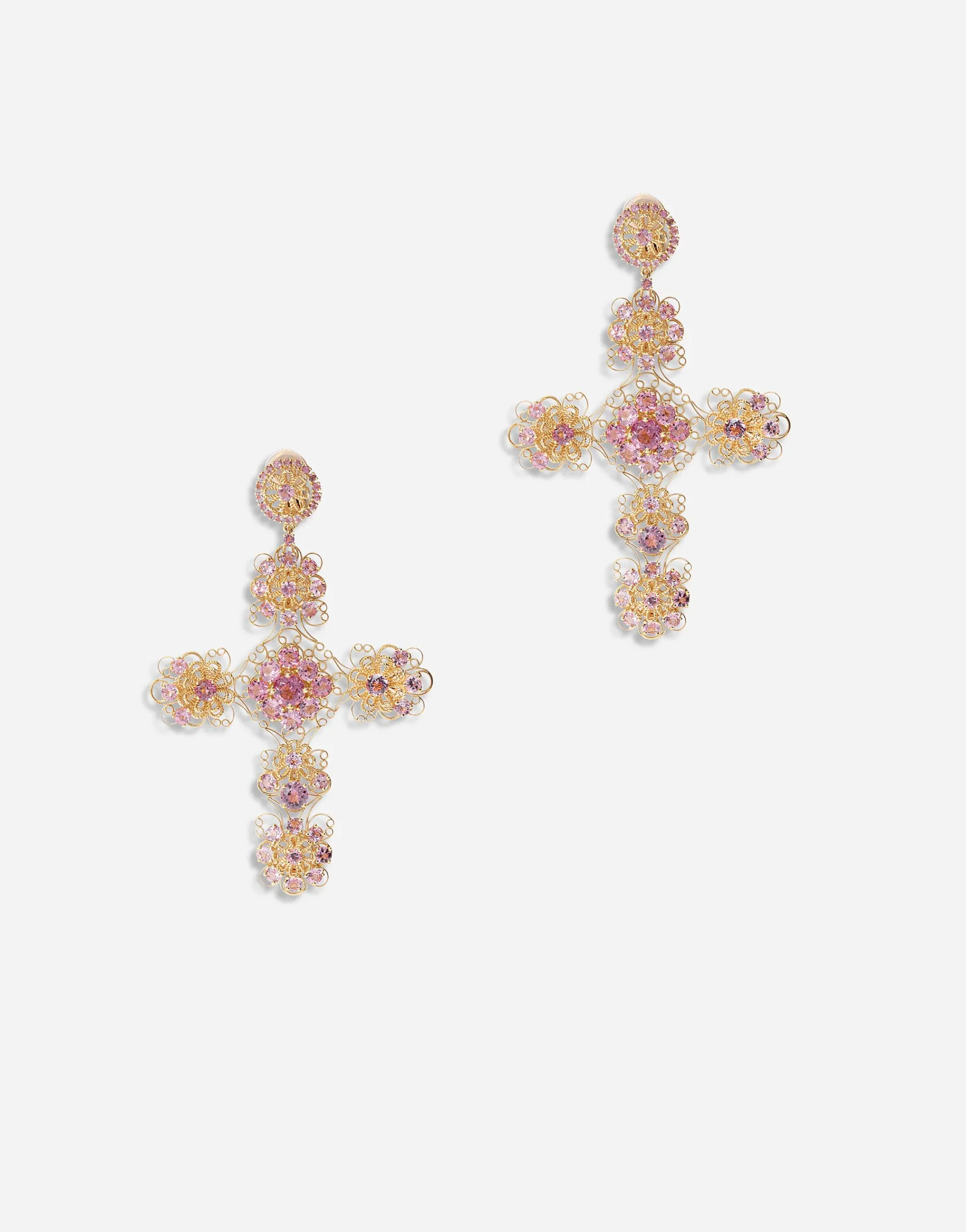 Pizzo earrings in yellow 18kt gold with pink tourmalines