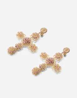 Pizzo earrings in yellow 18kt gold with pink tourmalines