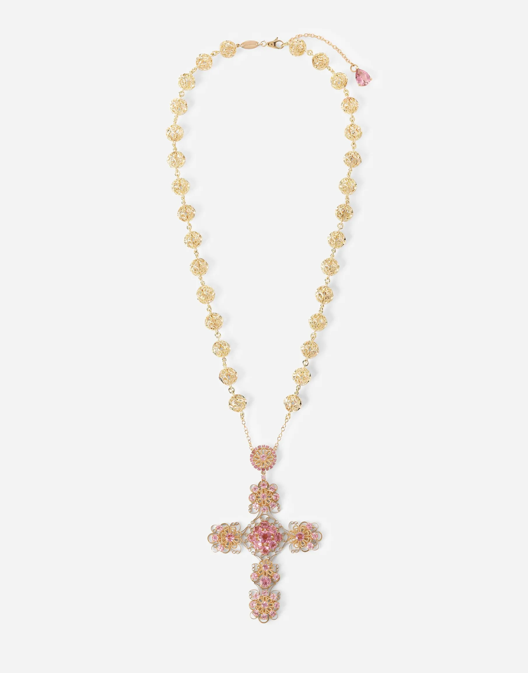Pizzo necklace in yellow 18kt gold with pink tourmalines