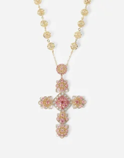 Pizzo necklace in yellow 18kt gold with pink tourmalines