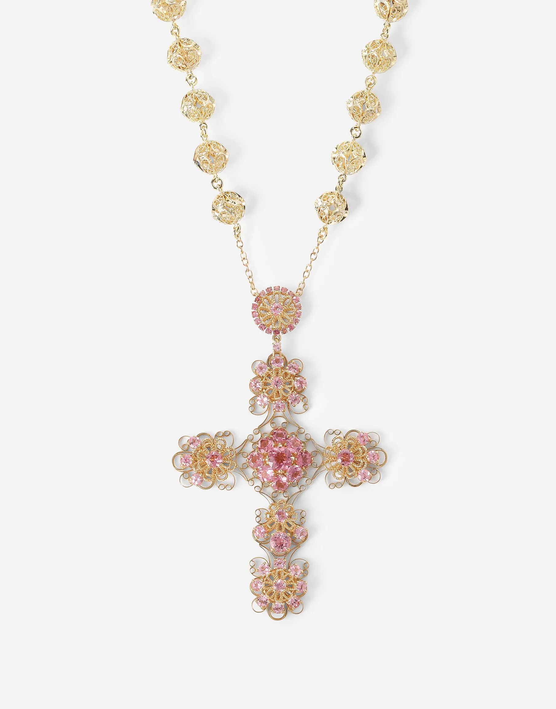 Pizzo necklace in yellow 18kt gold with pink tourmalines