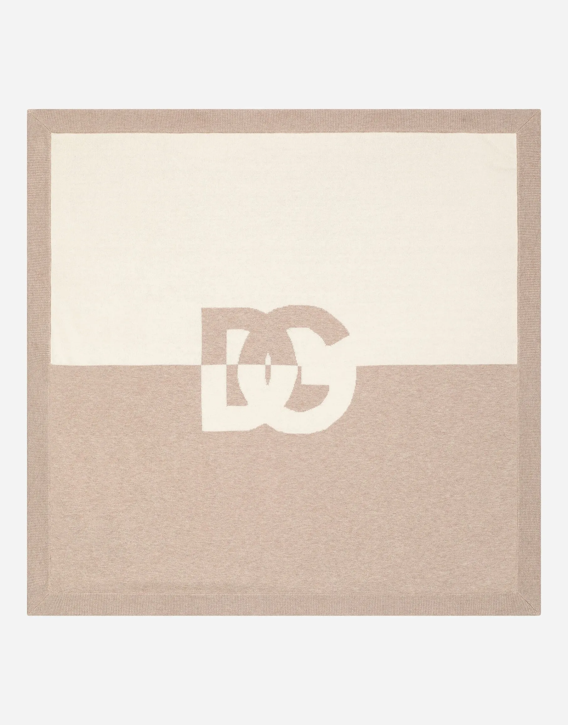 Plain-knit cotton blanket with DG logo
