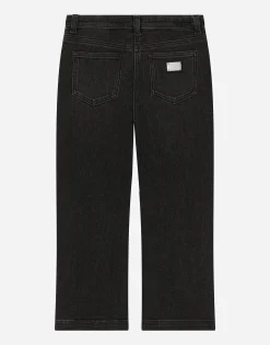 5-pocket denim jeans with branded tag