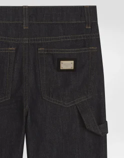 5-pocket denim jeans with branded tag