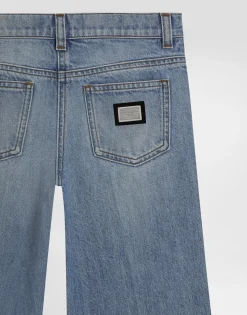 5-pocket denim jeans with branded tag