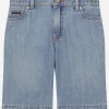 5-pocket denim shorts with branded tag