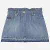 4-pocket denim skirt with branded tag