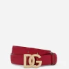 Polished calfskin belt with DG logo