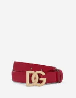 Polished calfskin belt with DG logo
