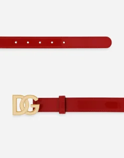 Polished calfskin belt with DG logo