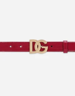 Polished calfskin belt with DG logo