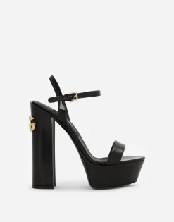 Polished calfskin platform sandals