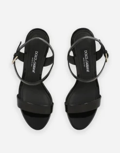 Polished calfskin platform sandals