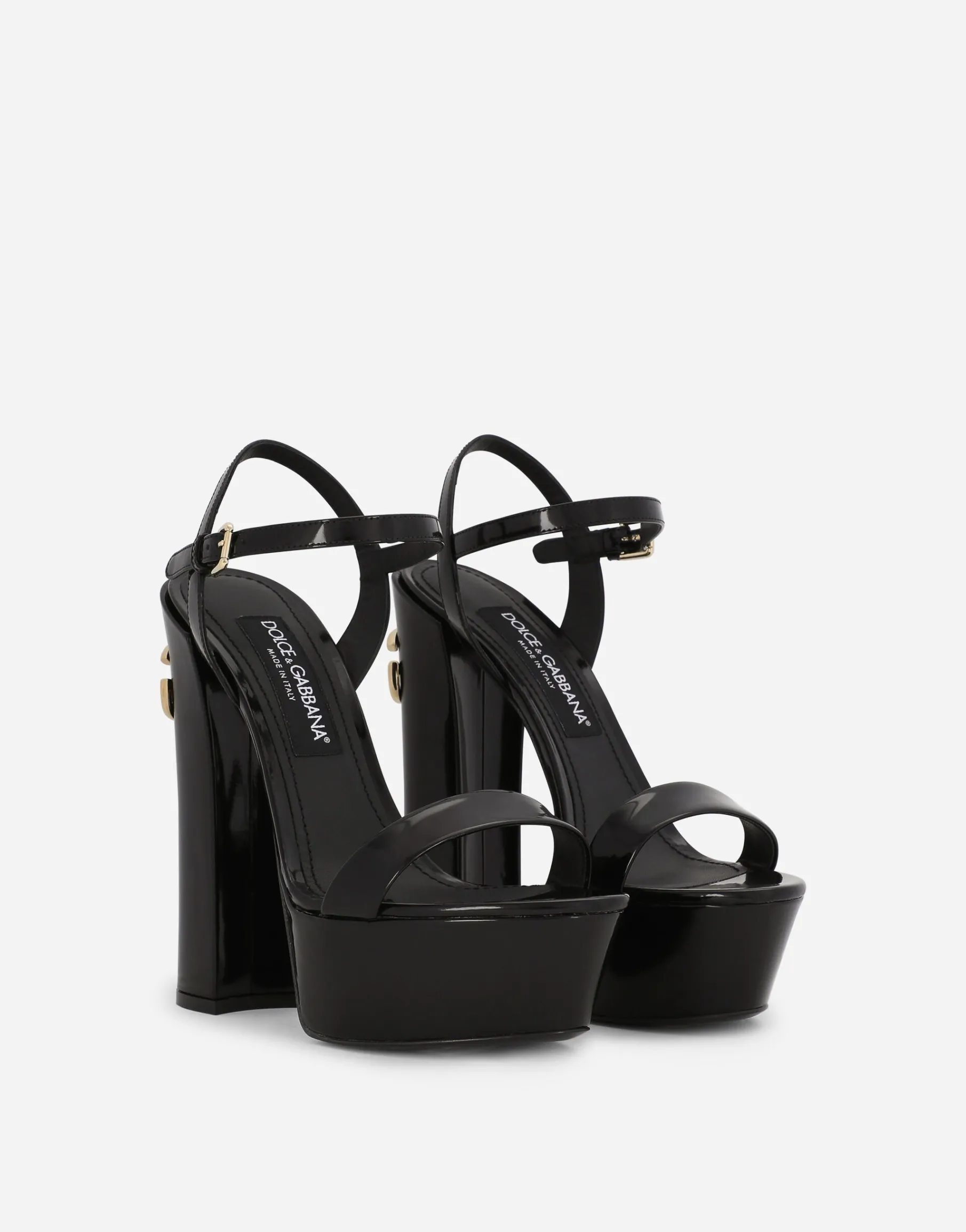 Polished calfskin platform sandals