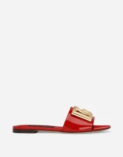 Polished calfskin sliders with DG logo