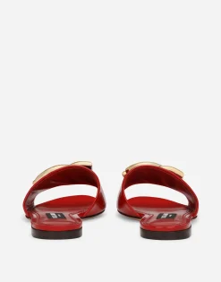 Polished calfskin sliders with DG logo