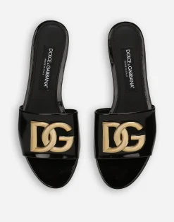 Polished calfskin sliders