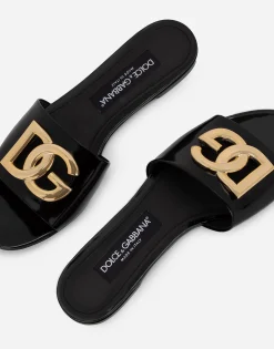 Polished calfskin sliders