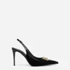 Polished calfskin slingbacks