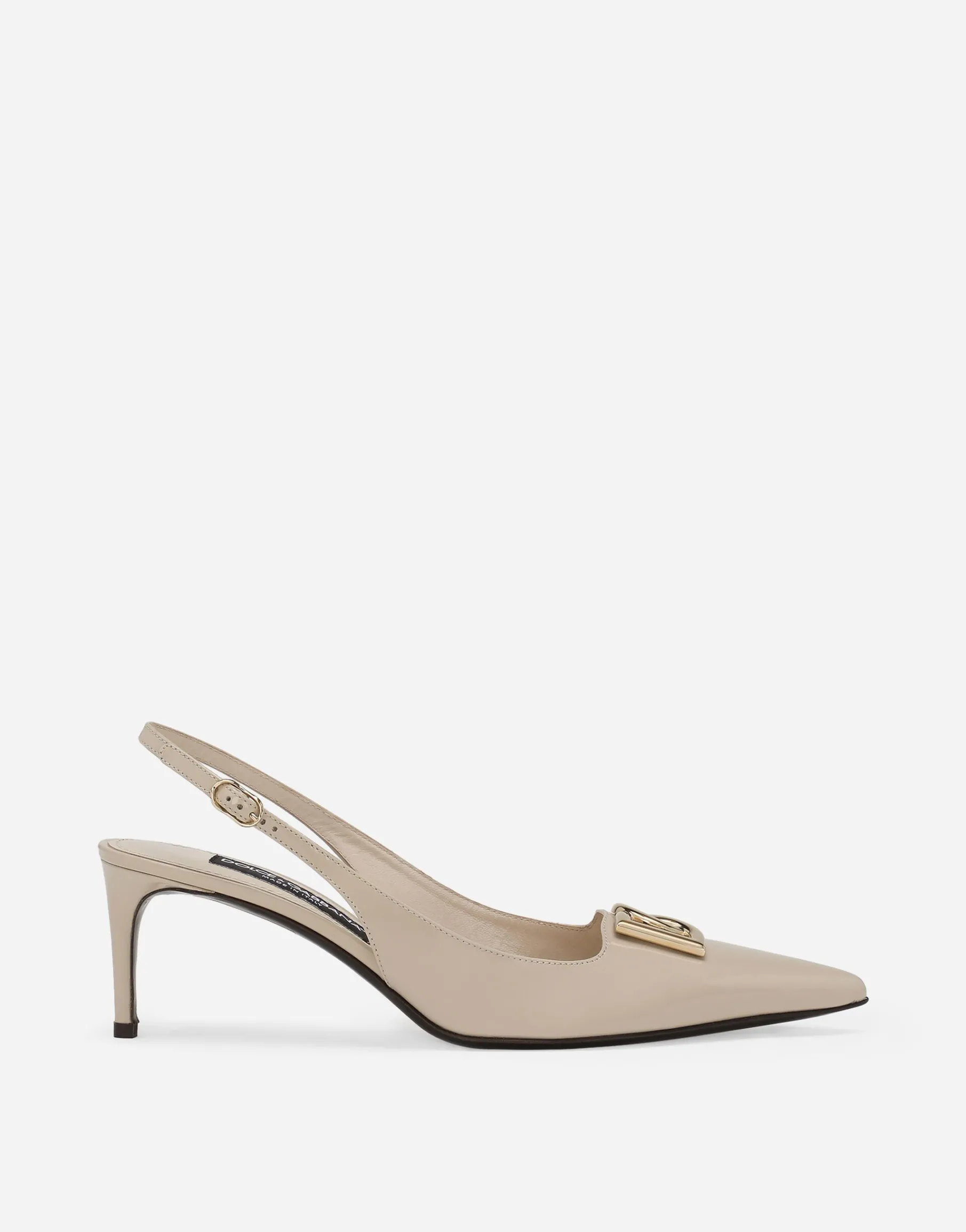 Polished calfskin slingbacks