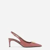 Polished calfskin slingbacks